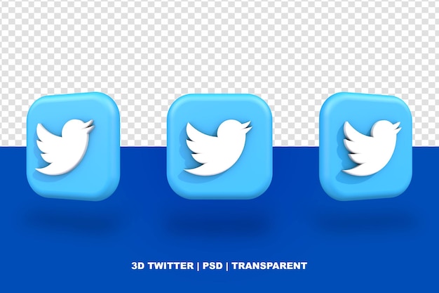 Логотип twitter в социальных сетях 3d