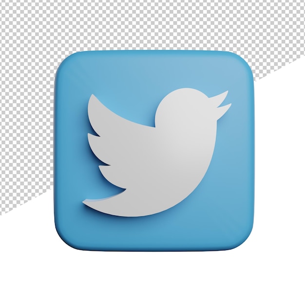 Social media twitter logo vista frontale 3d rendering illustrazione sfondo trasparente