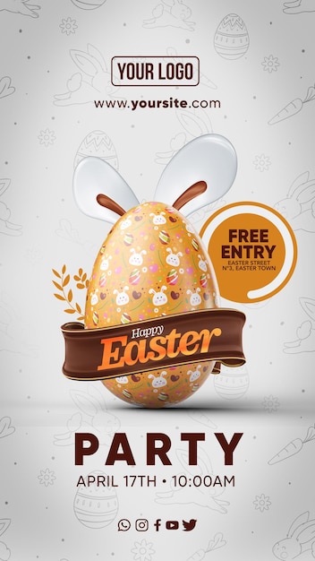 PSD social media verhalen happy easter party gratis toegang