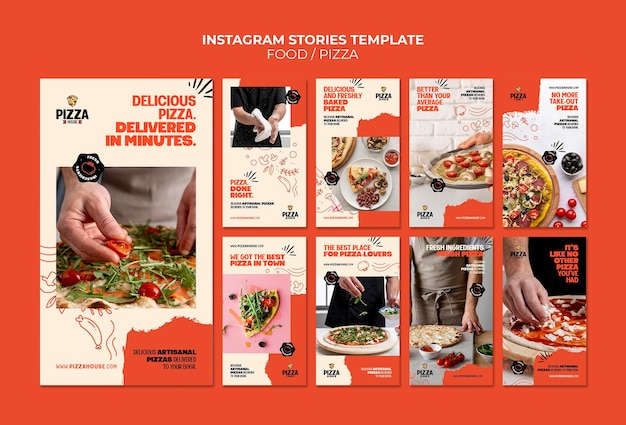 PSD social media-verhalen van pizzarestaurants