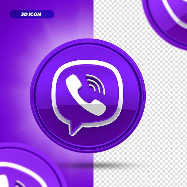 Social Media Viber Ikona Renderowania 3d Na Białym Tle