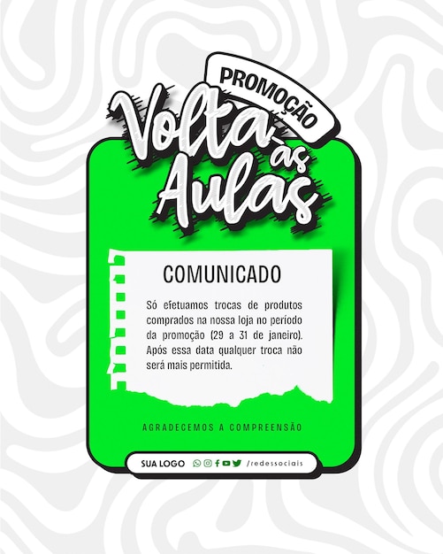 Social media volta as aulas papelaria