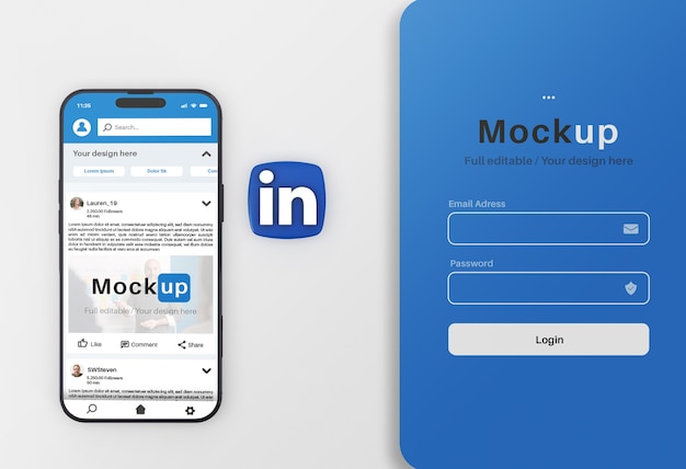 Social media with device mockup