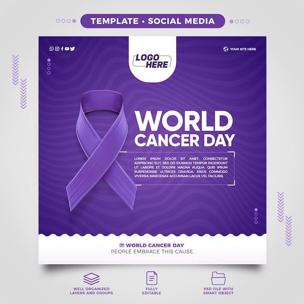 Social media world cancer day template