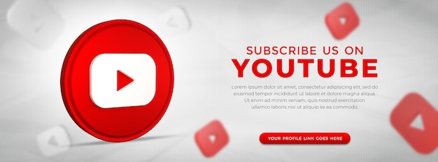 PSD social media youtube app icon in 3d rendering