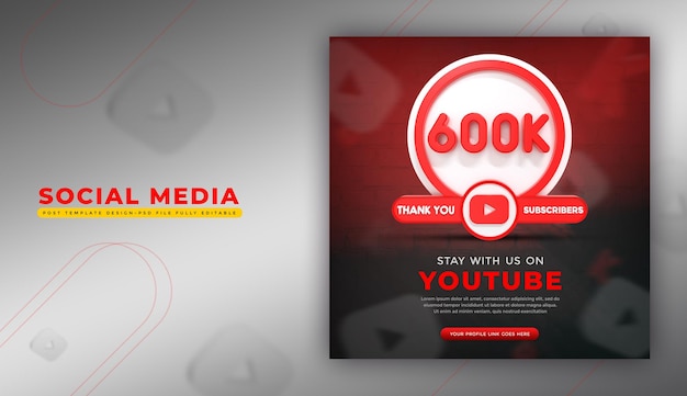 Social media youtube app icon in 3d rendering