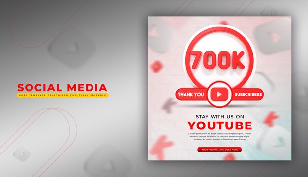 Social media youtube app icon in 3d rendering