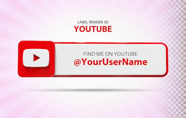 Social Media Youtube Icon with Label  3d Rendering