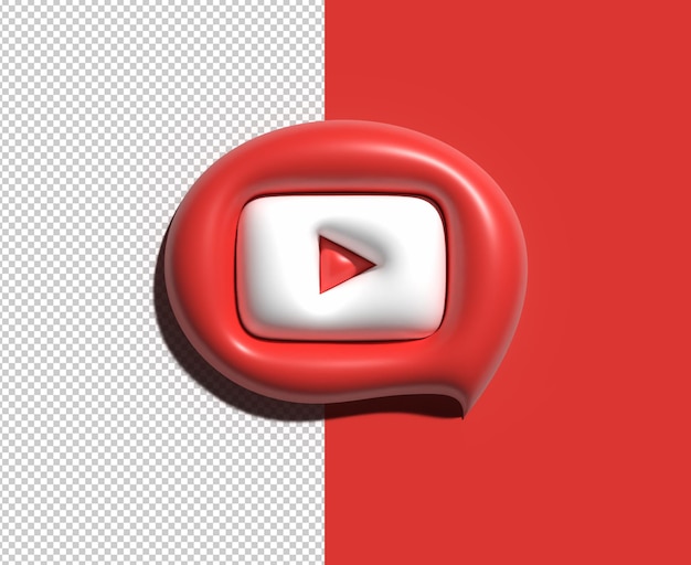 File psd trasparente 3d di logo youtube di social media.