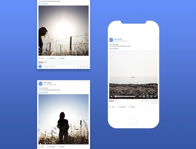 Social network photo frame mockup collection