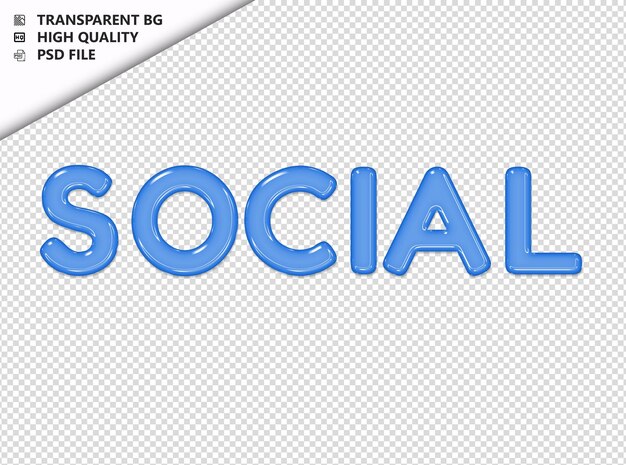 PSD social typography text glosy glass psd transparent