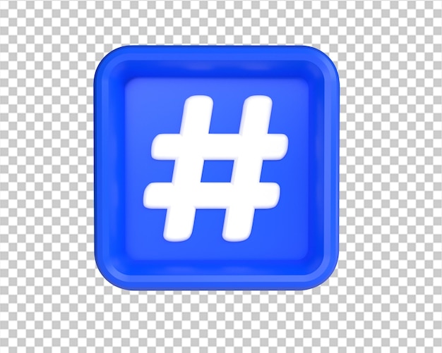 PSD sociale hashtag logo 3d blauwe knoppictogram