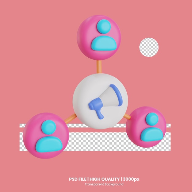 sociale marketing 3d icoon illustratie