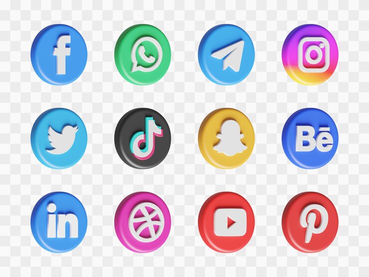 Sociale media 3d geplaatste pictogrammen