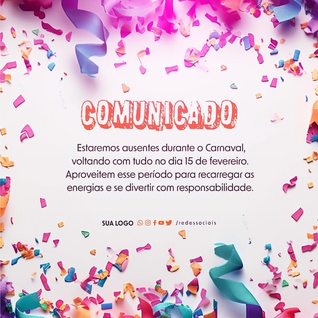 PSD sociale media comunicado carnaval