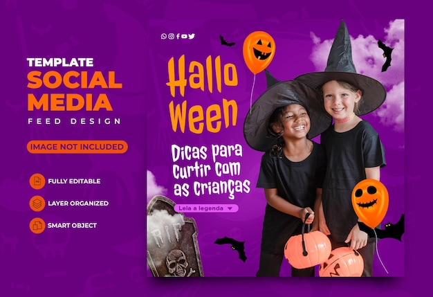 sociale media Halloween-plezier voor kinderen in Portugees Brazilië