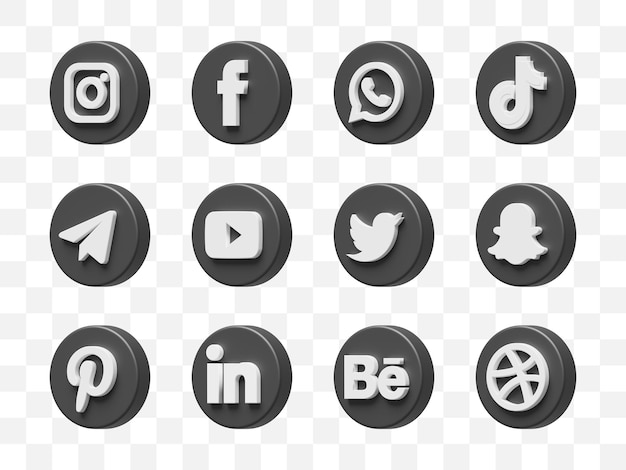 PSD sociale media icoon collectie 3d
