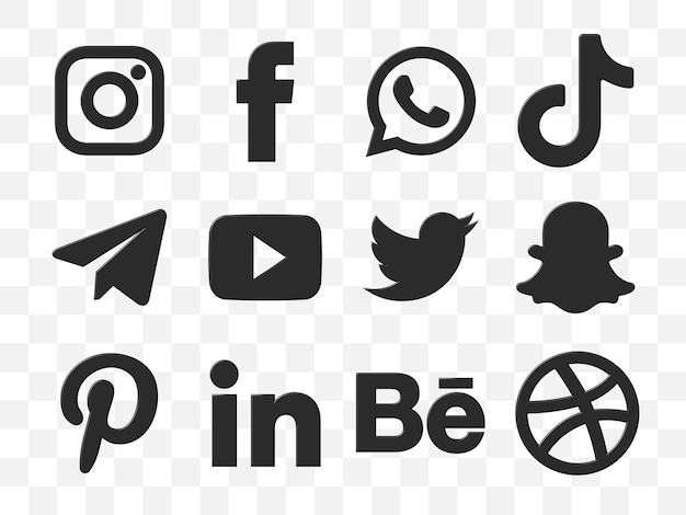 PSD sociale media icoon collectie 3d