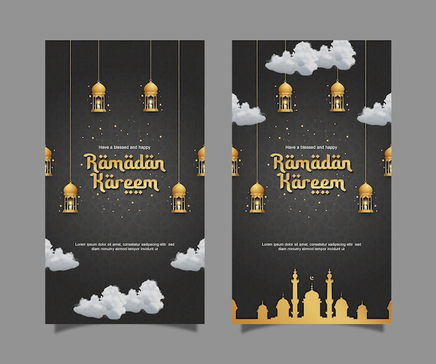 Sociale media verhaal post ramadan kareem modern eenvoudig ontwerp luxe zwart gouden 7