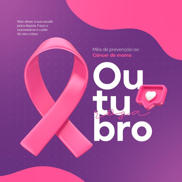 sociale media voor oktober roze in 3d render voor campagne tegen borstkanker in brazilië