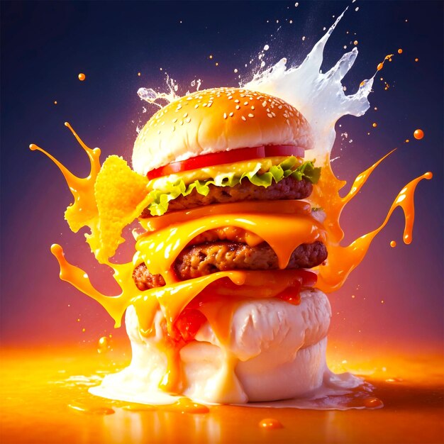 Soczyste Tłuste Hamburgery Fast Food Pyszny Lunch Szkodliwe Złe Jedzenie