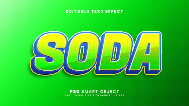 Modello di effetto di testo modificabile soda 3d