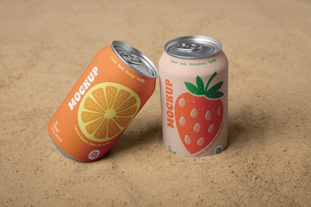 Mockup di soda sulla spiaggia