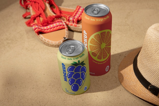 PSD mockup di soda sulla spiaggia