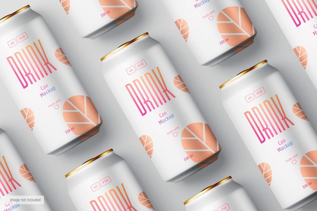 PSD soda or beer cans mockup top view