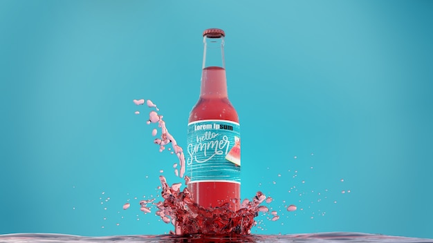 PSD soda bottle with splashing juice