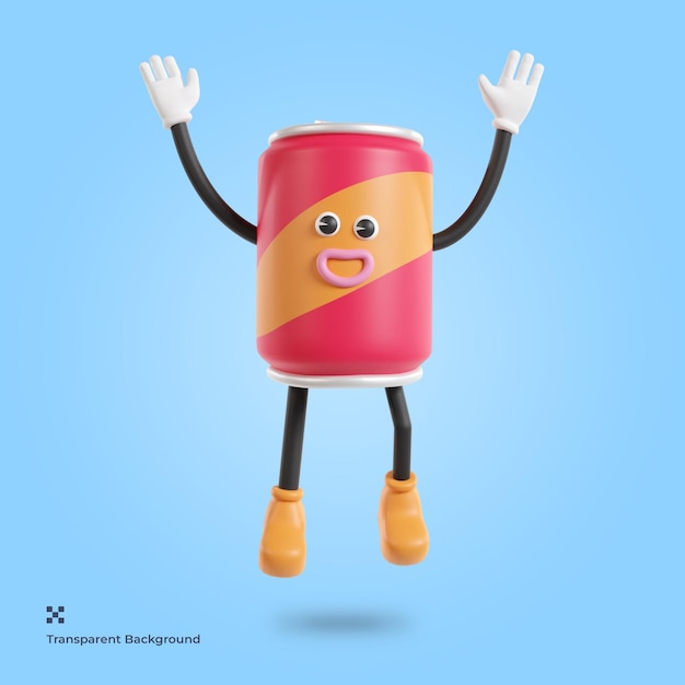 Soda can character 3d illustration