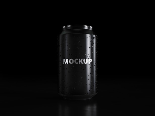 Soda can mockup with drops