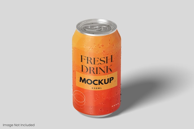 Soda can mockup with water drop effect