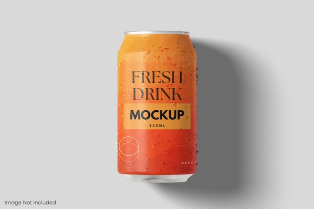 soda can mockup with water drop effect