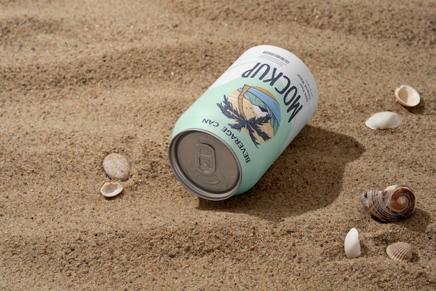 PSD ビーチのソーダ缶
