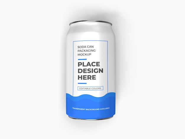 PSD soda can packaging mockup isolated