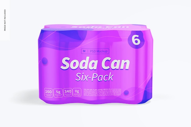 Soda can six-pack mockup, vooraanzicht