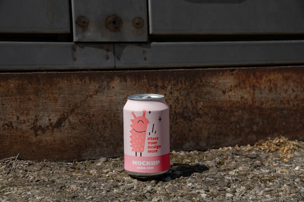 PSD soda can on the street grunge style