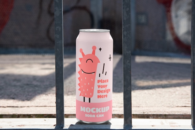 PSD soda can on the street grunge style