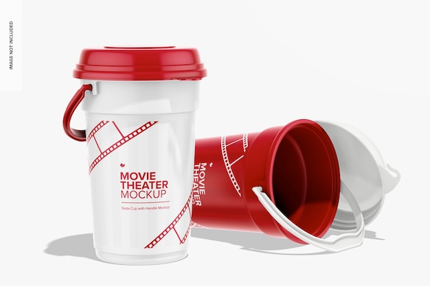 Soda cup with handle mockup opened and closed