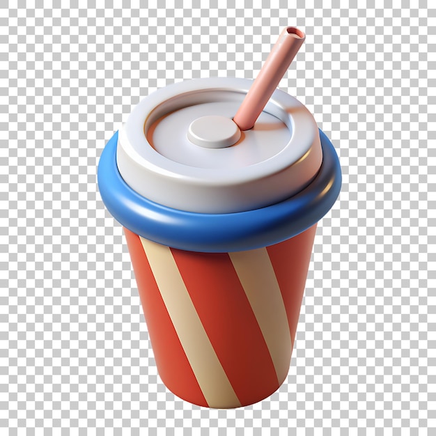 PSD soda drink fast food png icon 3d with transparent background website ui