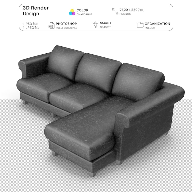 Sofa 3d modeling psd