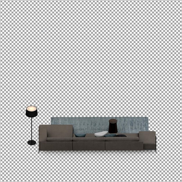 Sofa in 3d rendering isolated