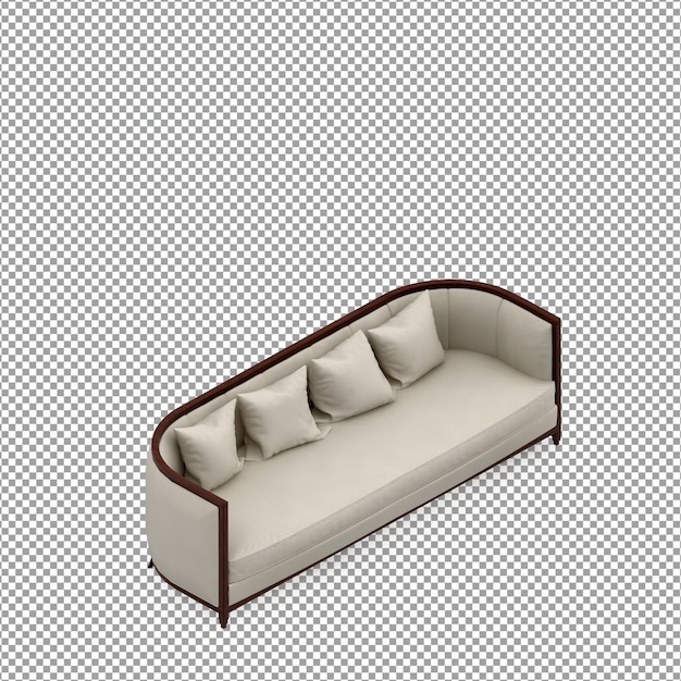 PSD sofa in 3d rendering isolated