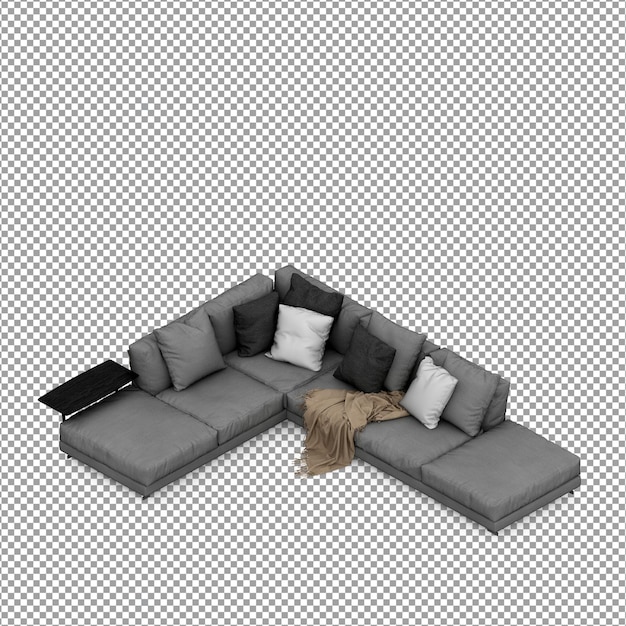 Sofa in 3d rendering isolated