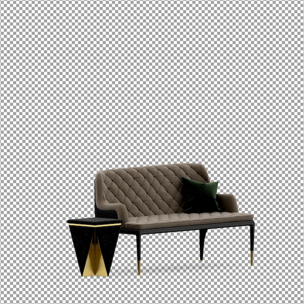Sofa in 3D rendering isolated