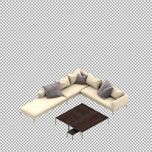 Sofa in 3d rendering isolated