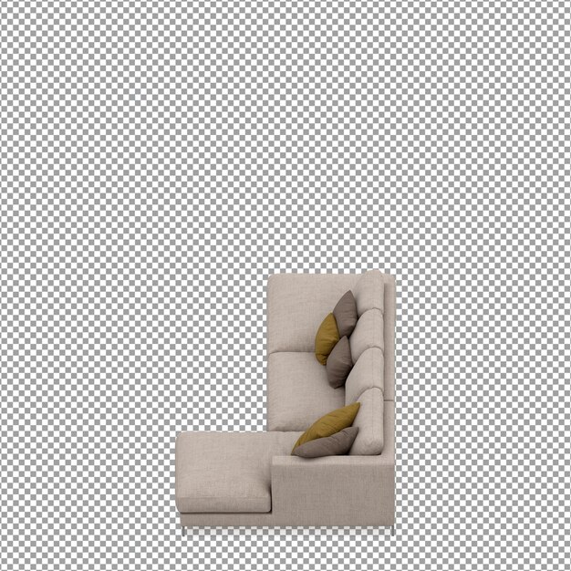 Sofa in 3d rendering isolated