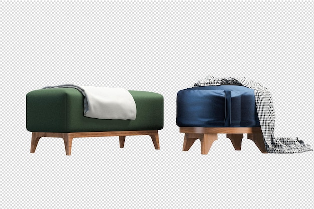 Sofa in 3d rendering isolated