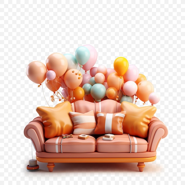 PSD sofa 3d z balonami psd